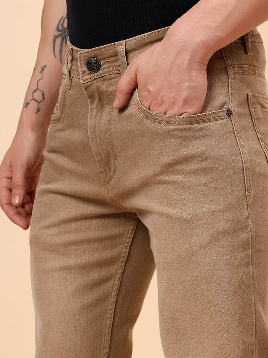 Denim Jeans for Men l Breathable & Soft with Color Fastness Slim Fit Cotton Fabric Solid Pattern Button Closure