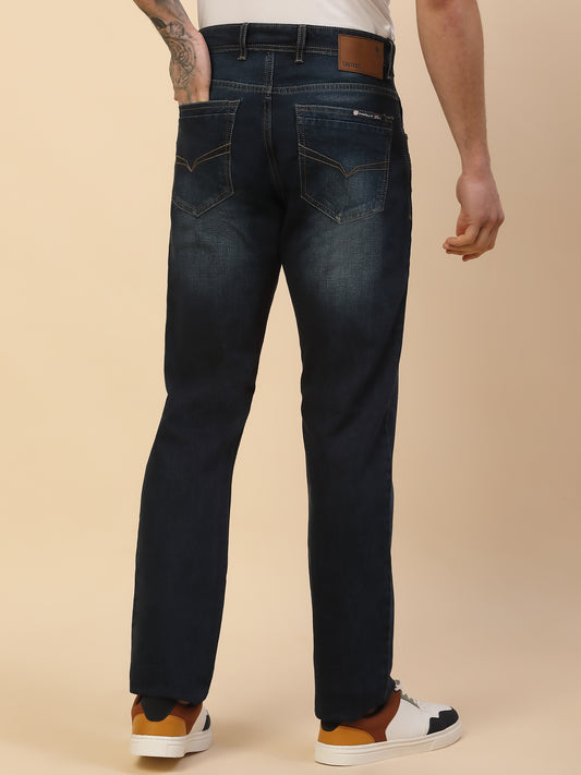 Denim Jeans for Men | Breathable & Soft with Color Fastness Straight Fit Poly Cotton Fabric Solid Pattern Button Closure