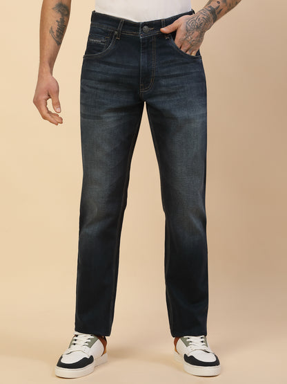 Denim Jeans for Men | Breathable & Soft with Color Fastness Straight Fit Poly Cotton Fabric Solid Pattern Button Closure