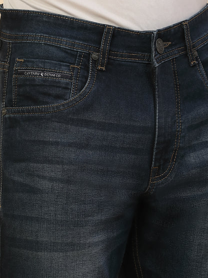 Denim Jeans for Men | Breathable & Soft with Color Fastness Straight Fit Poly Cotton Fabric Solid Pattern Button Closure