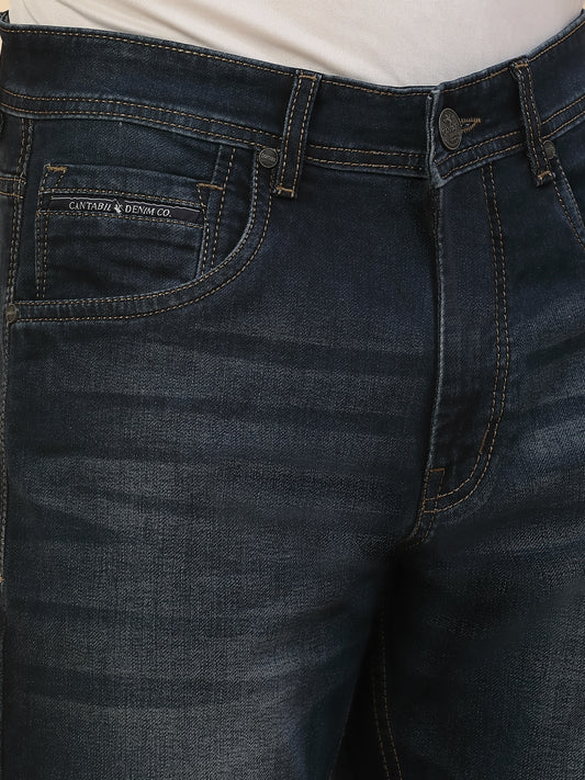 Denim Jeans for Men | Breathable & Soft with Color Fastness Straight Fit Poly Cotton Fabric Solid Pattern Button Closure