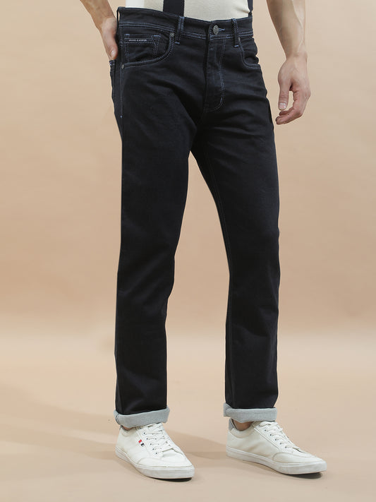 Denim Jeans for Men l Breathable & Soft with Color Fastness Straight Fit Polycotton Fabric Solid Pattern