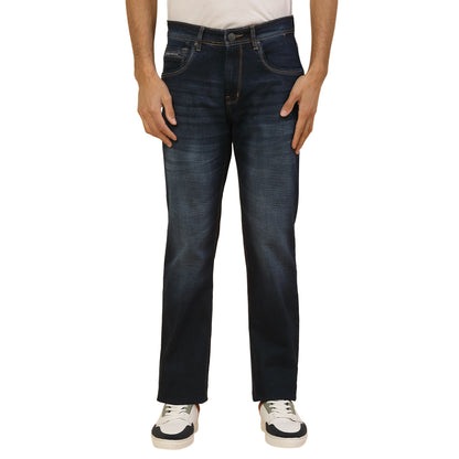 Denim Jeans for Men | Breathable & Soft with Color Fastness Straight Fit Poly Cotton Fabric Solid Pattern Button Closure