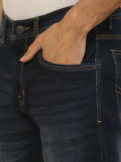 Denim Jeans for Men | Breathable & Soft with Color Fastness Straight Fit Poly Cotton Fabric Solid Pattern Button Closure