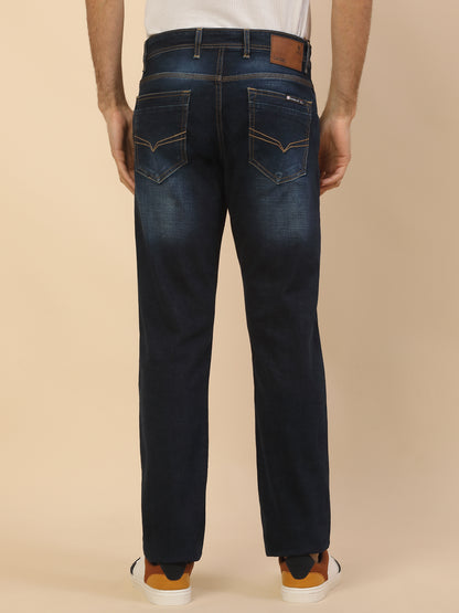 Denim Jeans for Men | Breathable & Soft with Color Fastness Straight Fit Poly Cotton Fabric Solid Pattern Button Closure