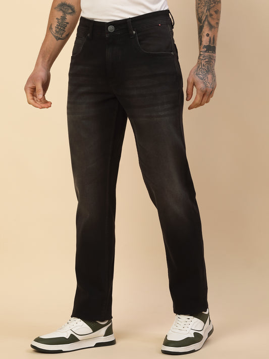 Denim Jeans for Men | Breathable & Soft with Color Fastness Slim Fit Poly Cotton Fabric Solid Pattern Button Closure