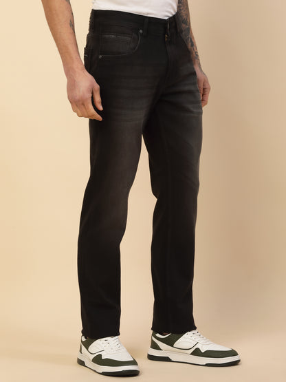 Denim Jeans for Men | Breathable & Soft with Color Fastness Slim Fit Poly Cotton Fabric Solid Pattern Button Closure