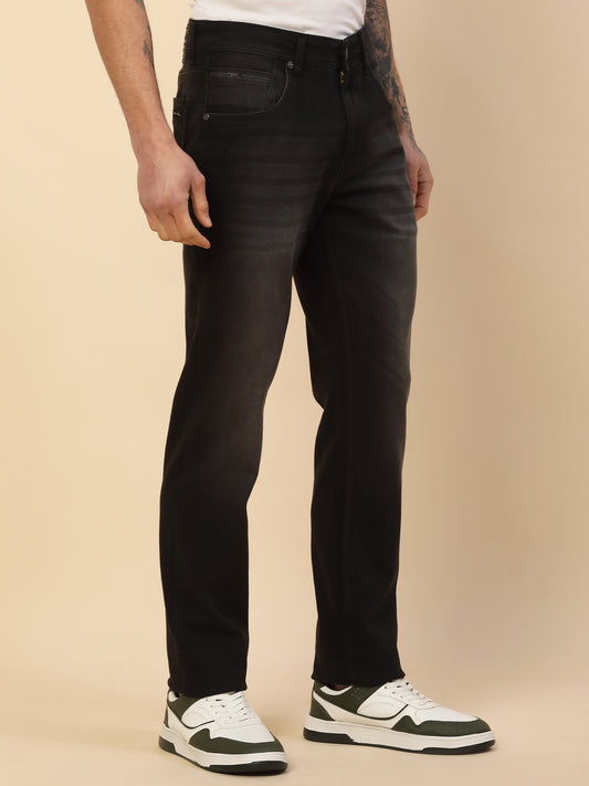 Denim Jeans for Men | Breathable & Soft with Color Fastness Slim Fit Poly Cotton Fabric Solid Pattern Button Closure