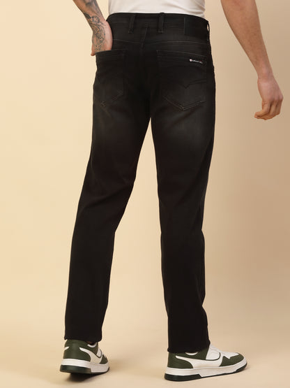 Denim Jeans for Men | Breathable & Soft with Color Fastness Slim Fit Poly Cotton Fabric Solid Pattern Button Closure