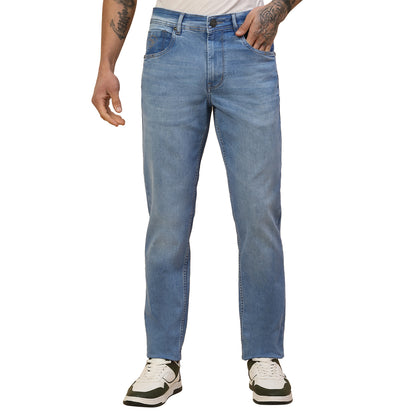 Denim Jeans for Men | Breathable & Soft with Color Fastness Slim Fit Poly Cotton Fabric Solid Pattern Button Closure