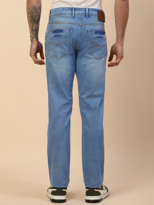 Denim Jeans for Men | Breathable & Soft with Color Fastness Slim Fit Poly Cotton Fabric Solid Pattern Button Closure