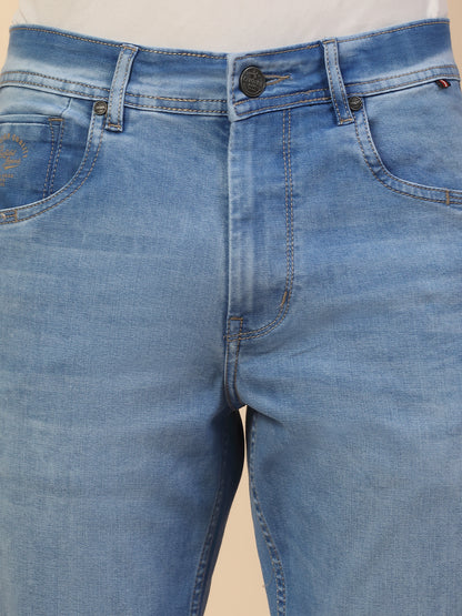 Denim Jeans for Men | Breathable & Soft with Color Fastness Slim Fit Poly Cotton Fabric Solid Pattern Button Closure