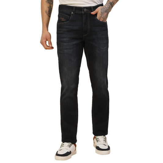 Denim Jeans for Men | Breathable & Soft with Color Fastness Slim Fit Poly Cotton Fabric Solid Pattern Button Closure