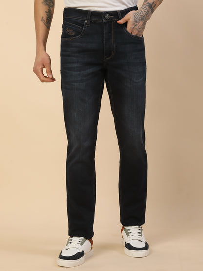 Denim Jeans for Men | Breathable & Soft with Color Fastness Slim Fit Poly Cotton Fabric Solid Pattern Button Closure