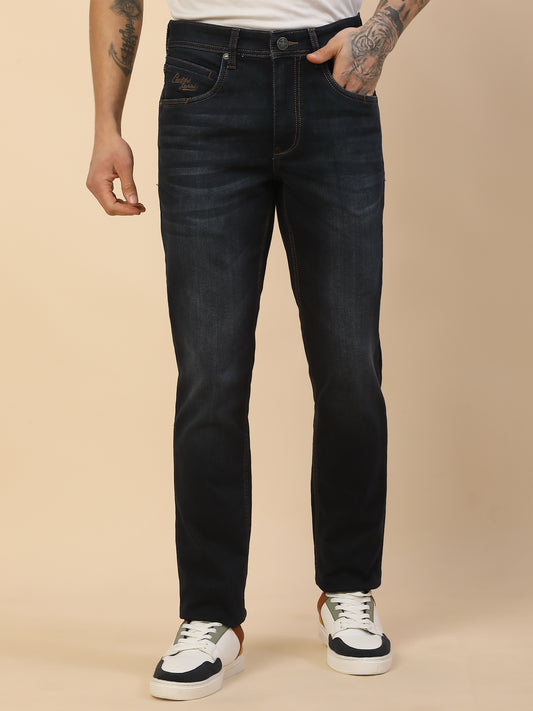 Denim Jeans for Men | Breathable & Soft with Color Fastness Slim Fit Poly Cotton Fabric Solid Pattern Button Closure