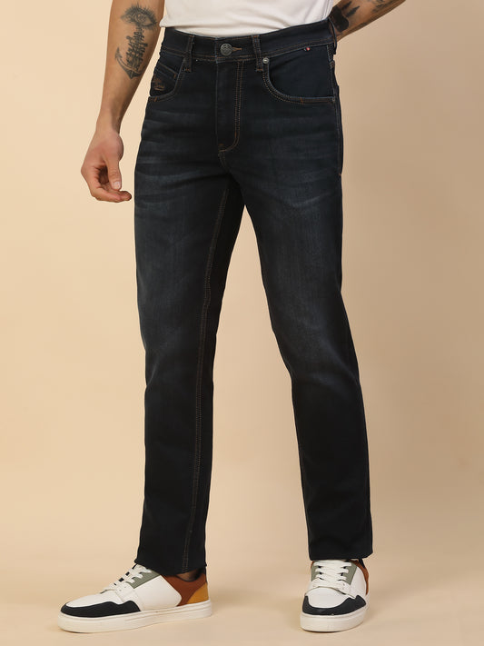 Denim Jeans for Men | Breathable & Soft with Color Fastness Slim Fit Poly Cotton Fabric Solid Pattern Button Closure