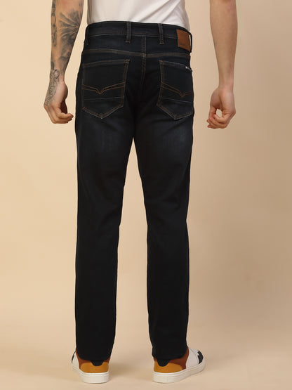 Denim Jeans for Men | Breathable & Soft with Color Fastness Slim Fit Poly Cotton Fabric Solid Pattern Button Closure