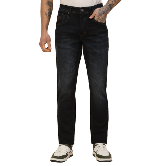 Denim Jeans for Men | Breathable & Soft with Color Fastness Slim Fit Poly Cotton Fabric Solid Pattern Button Closure