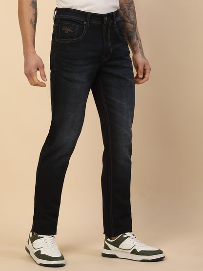 Denim Jeans for Men | Breathable & Soft with Color Fastness Slim Fit Poly Cotton Fabric Solid Pattern Button Closure