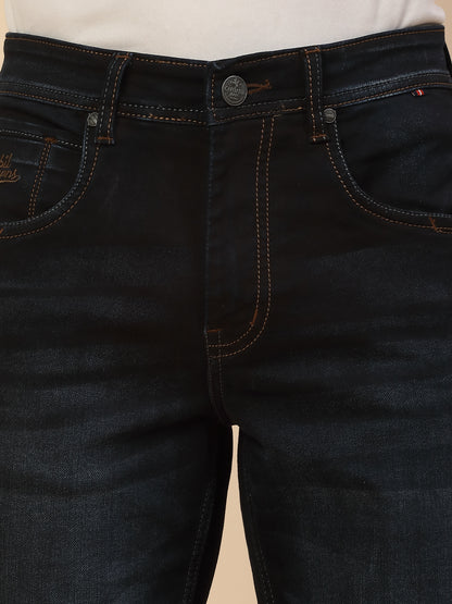 Denim Jeans for Men | Breathable & Soft with Color Fastness Slim Fit Poly Cotton Fabric Solid Pattern Button Closure