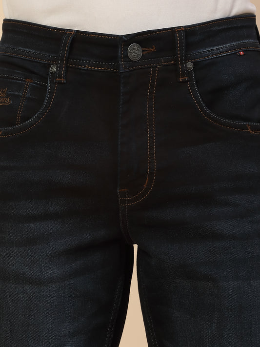Denim Jeans for Men | Breathable & Soft with Color Fastness Slim Fit Poly Cotton Fabric Solid Pattern Button Closure