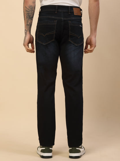 Denim Jeans for Men | Breathable & Soft with Color Fastness Slim Fit Poly Cotton Fabric Solid Pattern Button Closure