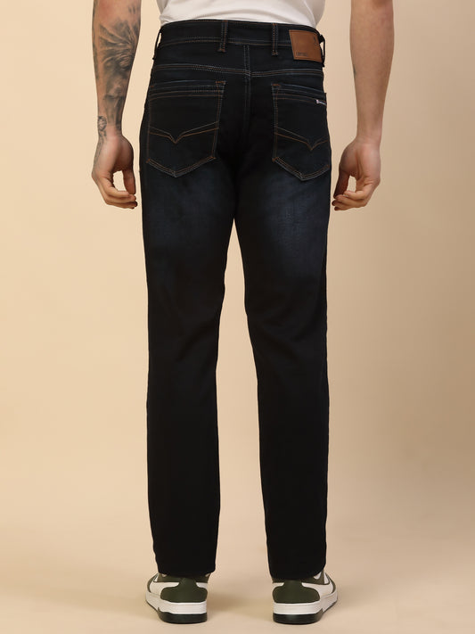 Denim Jeans for Men | Breathable & Soft with Color Fastness Slim Fit Poly Cotton Fabric Solid Pattern Button Closure