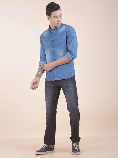 Denim Jeans for Men l Breathable & Soft with Color Fastness Straight Fit Polycotton Fabric Solid Pattern