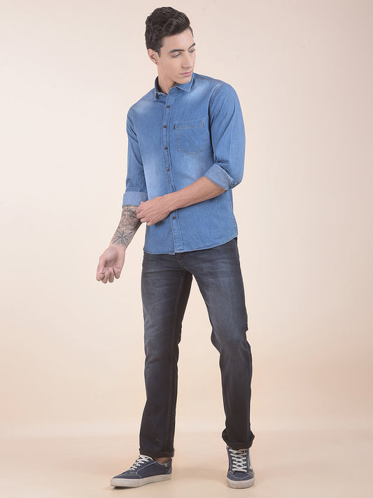 Denim Jeans for Men l Breathable & Soft with Color Fastness Straight Fit Polycotton Fabric Solid Pattern