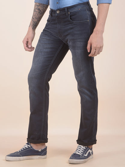 Denim Jeans for Men l Breathable & Soft with Color Fastness Straight Fit Polycotton Fabric Solid Pattern