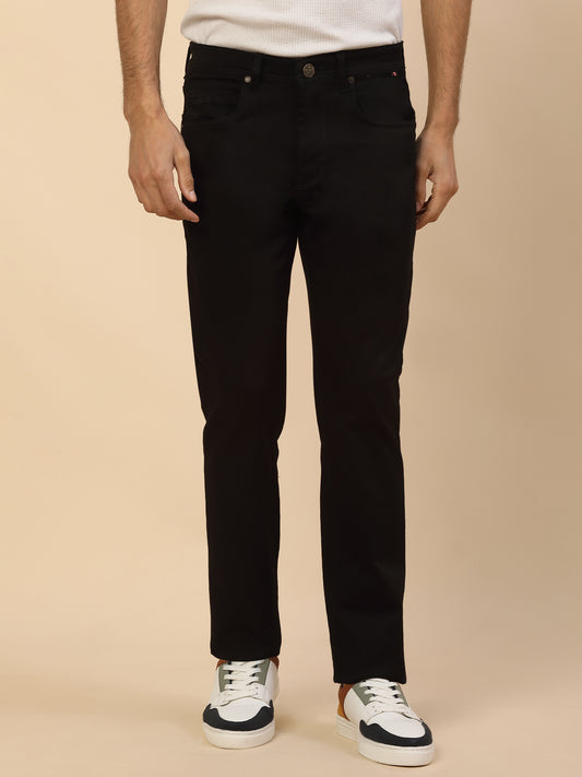 Denim Jeans for Men | Breathable & Soft with Color Fastness Slim Fit Poly Cotton Fabric Solid Pattern Button Closure