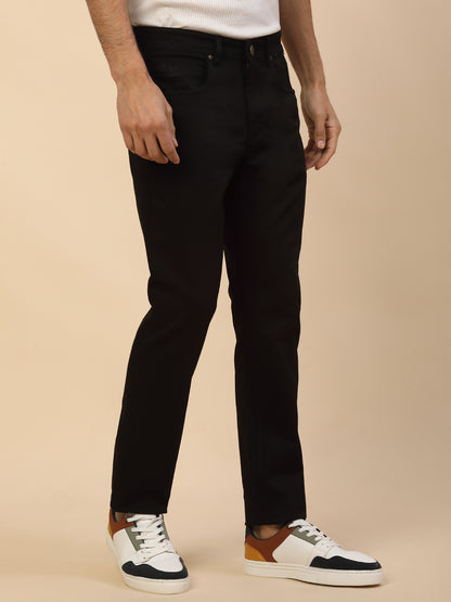 Denim Jeans for Men | Breathable & Soft with Color Fastness Slim Fit Poly Cotton Fabric Solid Pattern Button Closure