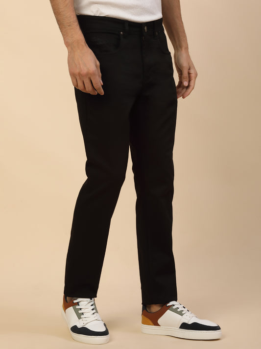Denim Jeans for Men | Breathable & Soft with Color Fastness Slim Fit Poly Cotton Fabric Solid Pattern Button Closure