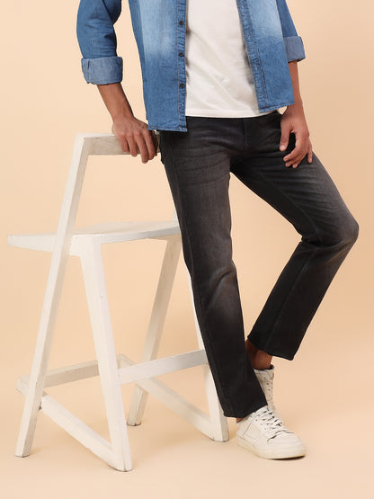 Denim Jeans for Men l Breathable & Soft with Color Fastness Straight Fit Cotton Blend Fabric Solid Pattern Button Closure