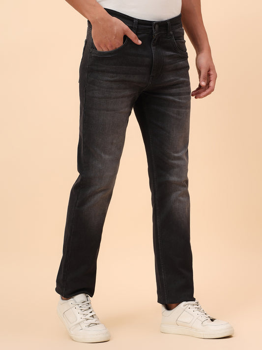 Denim Jeans for Men l Breathable & Soft with Color Fastness Straight Fit Cotton Blend Fabric Solid Pattern Button Closure