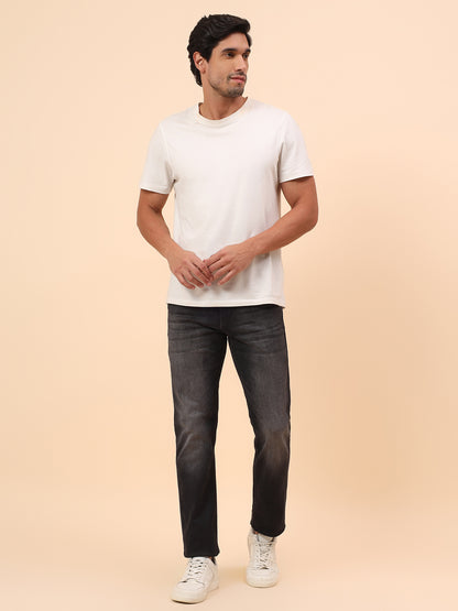 Denim Jeans for Men l Breathable & Soft with Color Fastness Straight Fit Cotton Blend Fabric Solid Pattern Button Closure