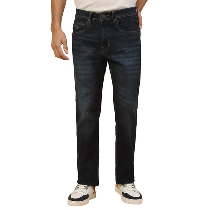 Denim Jeans for Men | Breathable & Soft with Color Fastness Straight Fit Poly Cotton Fabric Solid Pattern Button Closure