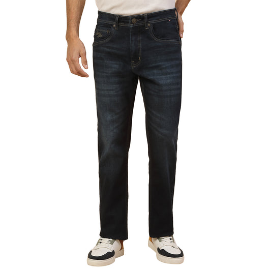 Denim Jeans for Men | Breathable & Soft with Color Fastness Straight Fit Poly Cotton Fabric Solid Pattern Button Closure