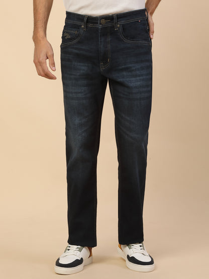 Denim Jeans for Men | Breathable & Soft with Color Fastness Straight Fit Poly Cotton Fabric Solid Pattern Button Closure
