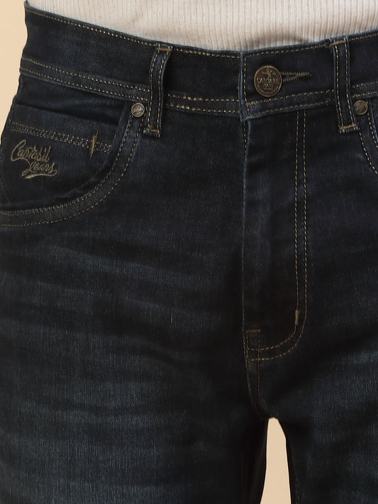 Denim Jeans for Men | Breathable & Soft with Color Fastness Straight Fit Poly Cotton Fabric Solid Pattern Button Closure