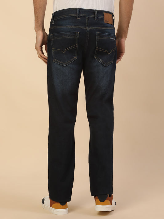 Denim Jeans for Men | Breathable & Soft with Color Fastness Straight Fit Poly Cotton Fabric Solid Pattern Button Closure