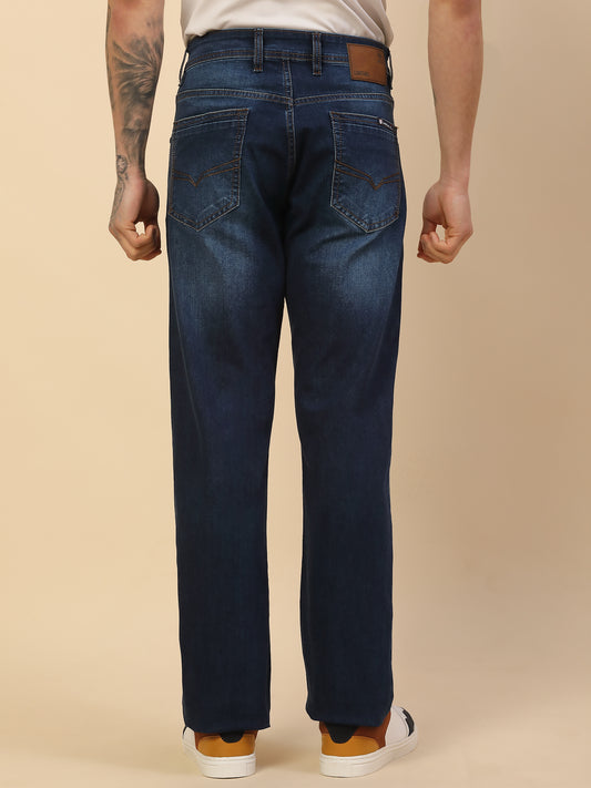 Denim Jeans for Men | Breathable & Soft with Color Fastness Straight Fit Poly Cotton Fabric Solid Pattern Button Closure