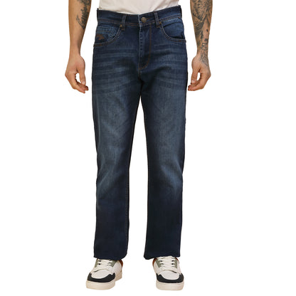 Denim Jeans for Men | Breathable & Soft with Color Fastness Straight Fit Poly Cotton Fabric Solid Pattern Button Closure