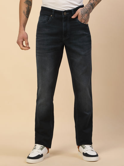 Denim Jeans for Men | Breathable & Soft with Color Fastness Slim Fit Poly Cotton Fabric Solid Pattern Button Closure