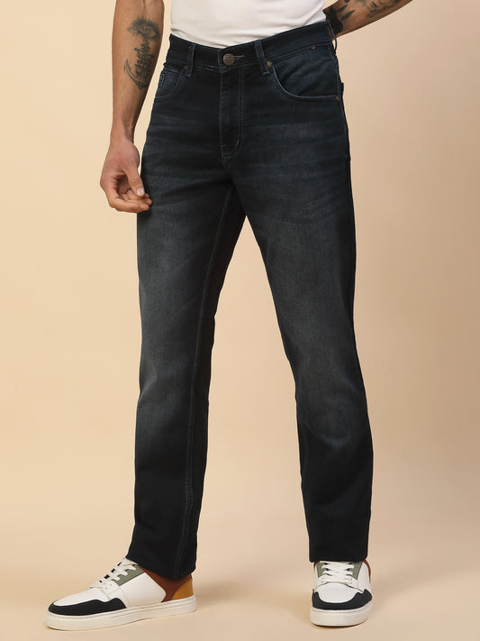 Denim Jeans for Men | Breathable & Soft with Color Fastness Slim Fit Poly Cotton Fabric Solid Pattern Button Closure