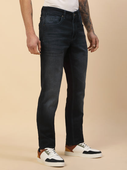 Denim Jeans for Men | Breathable & Soft with Color Fastness Slim Fit Poly Cotton Fabric Solid Pattern Button Closure