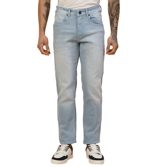 Denim Jeans for Men | Breathable & Soft with Color Fastness Slim Fit Poly Cotton Fabric Solid Pattern Button Closure
