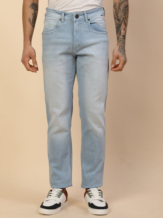 Denim Jeans for Men | Breathable & Soft with Color Fastness Slim Fit Poly Cotton Fabric Solid Pattern Button Closure