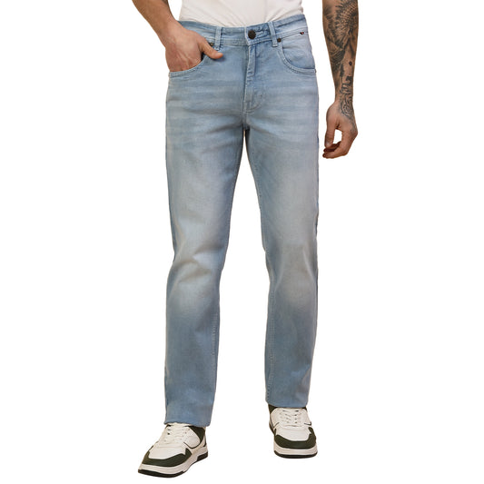 Denim Jeans for Men | Breathable & Soft with Color Fastness Slim Fit Poly Cotton Fabric Solid Pattern Button Closure
