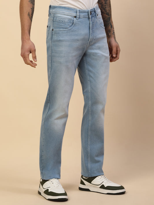 Denim Jeans for Men | Breathable & Soft with Color Fastness Slim Fit Poly Cotton Fabric Solid Pattern Button Closure